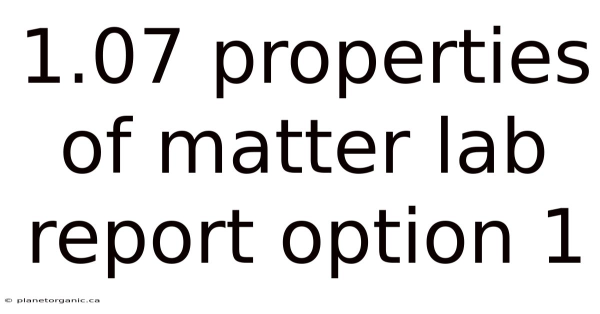 1.07 Properties Of Matter Lab Report Option 1