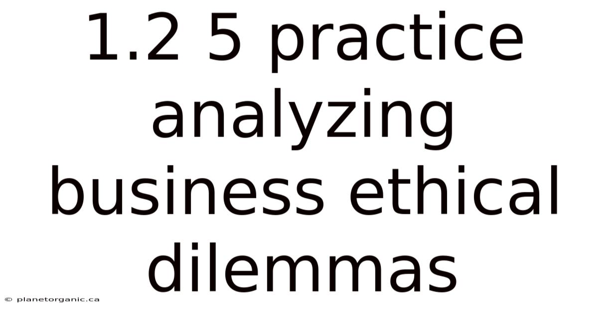 1.2 5 Practice Analyzing Business Ethical Dilemmas