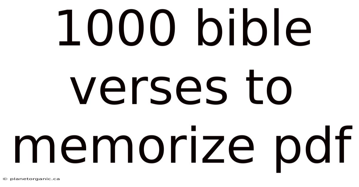 1000 Bible Verses To Memorize Pdf
