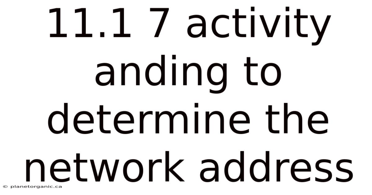 11.1 7 Activity Anding To Determine The Network Address