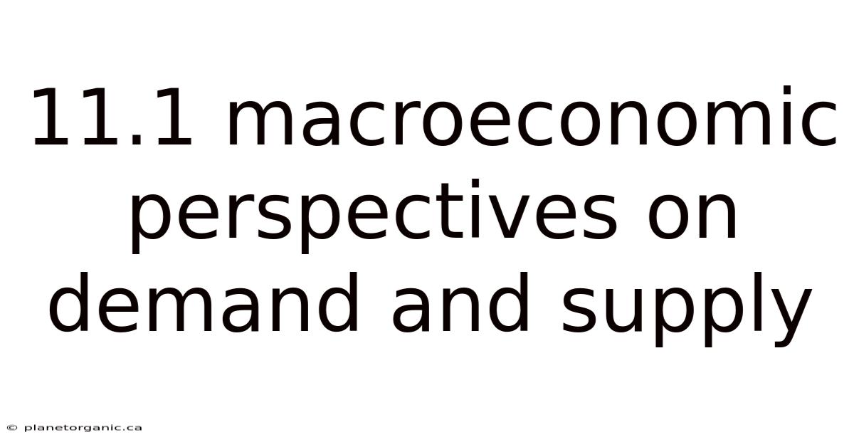 11.1 Macroeconomic Perspectives On Demand And Supply