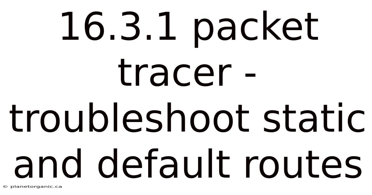 16.3.1 Packet Tracer - Troubleshoot Static And Default Routes