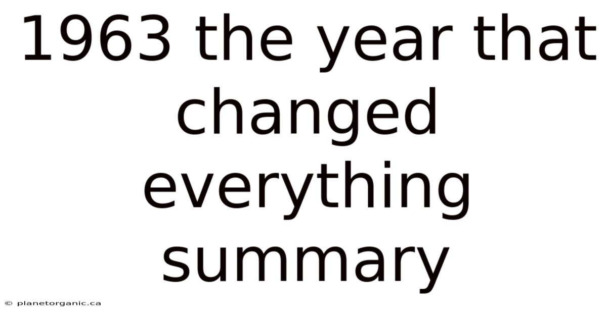1963 The Year That Changed Everything Summary