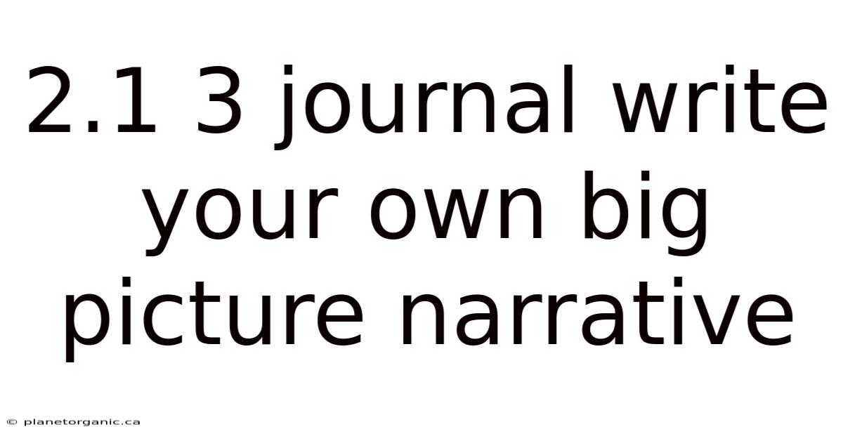 2.1 3 Journal Write Your Own Big Picture Narrative