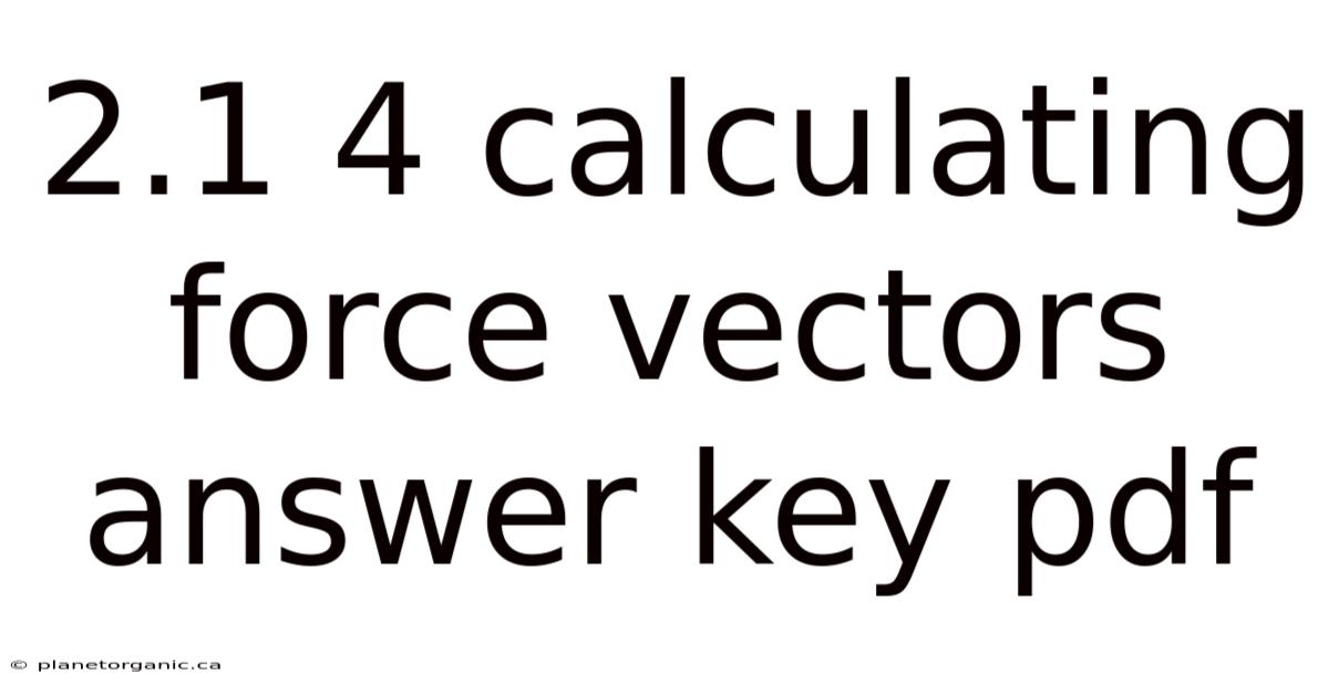 2.1 4 Calculating Force Vectors Answer Key Pdf