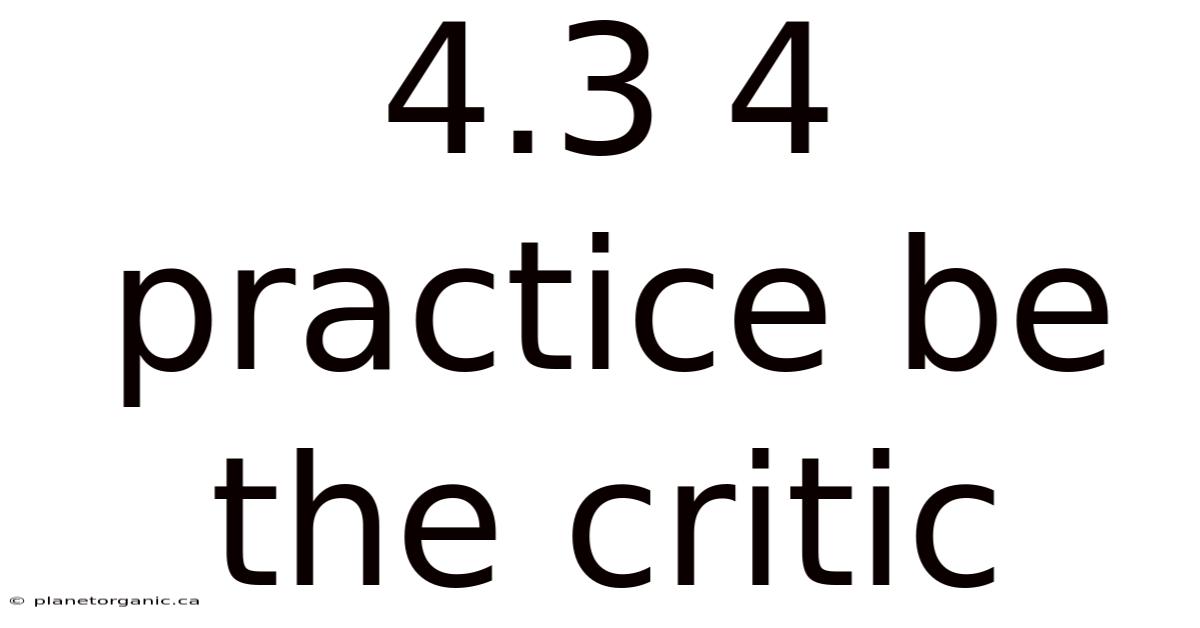 4.3 4 Practice Be The Critic