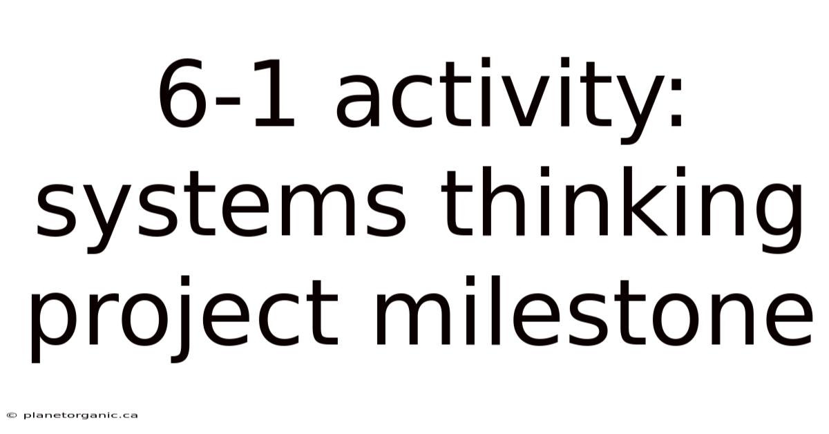 6-1 Activity: Systems Thinking Project Milestone