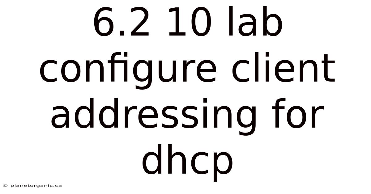 6.2 10 Lab Configure Client Addressing For Dhcp