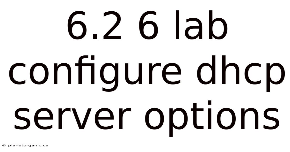 6.2 6 Lab Configure Dhcp Server Options