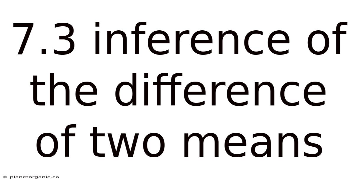 7.3 Inference Of The Difference Of Two Means