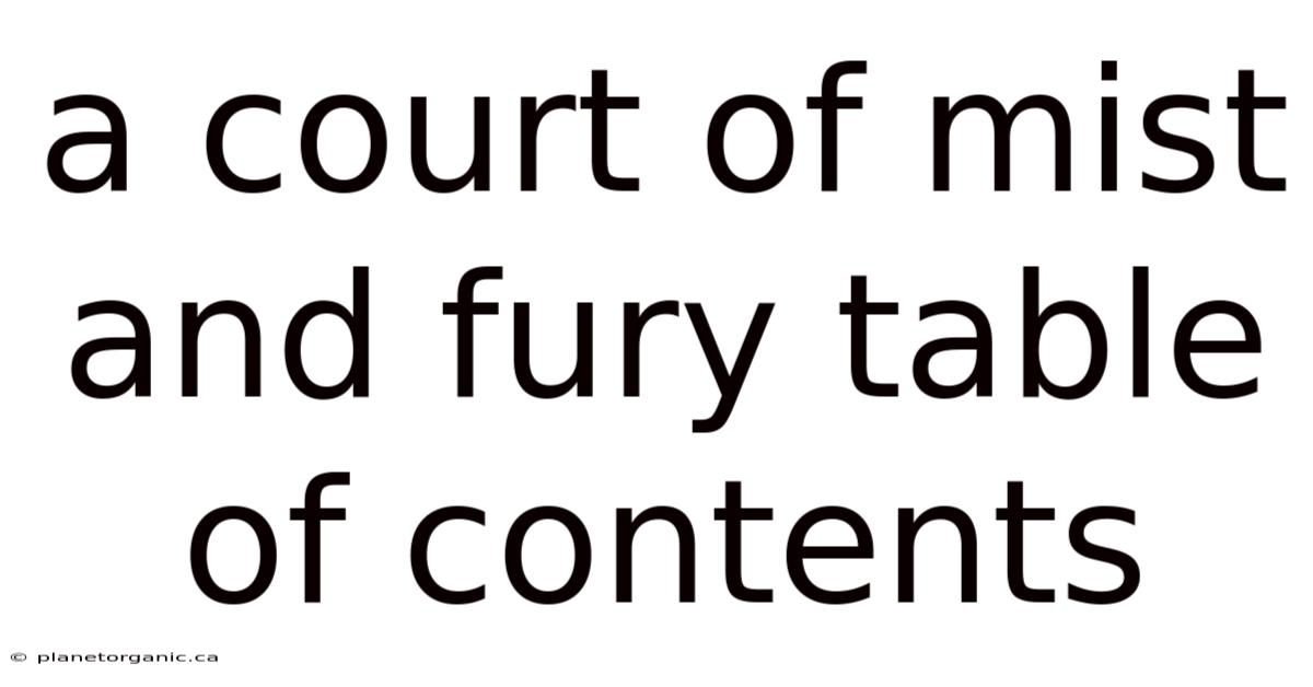 A Court Of Mist And Fury Table Of Contents