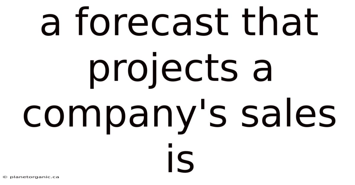 A Forecast That Projects A Company's Sales Is