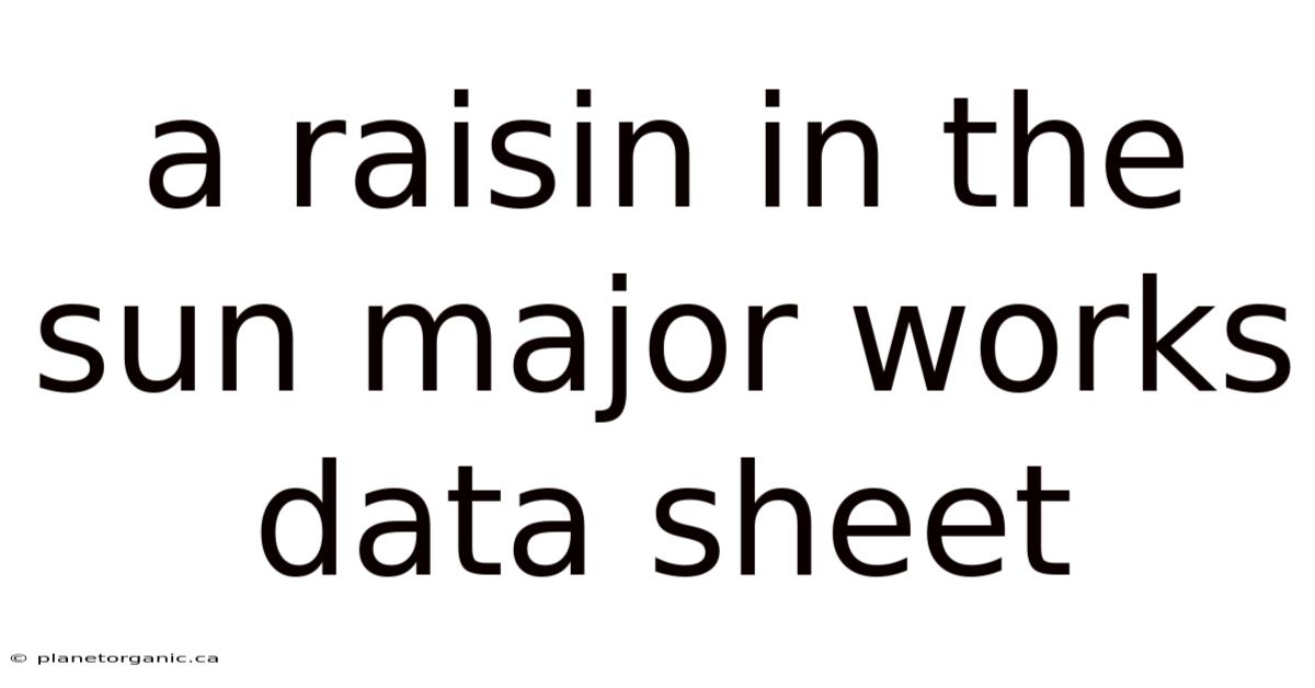 A Raisin In The Sun Major Works Data Sheet