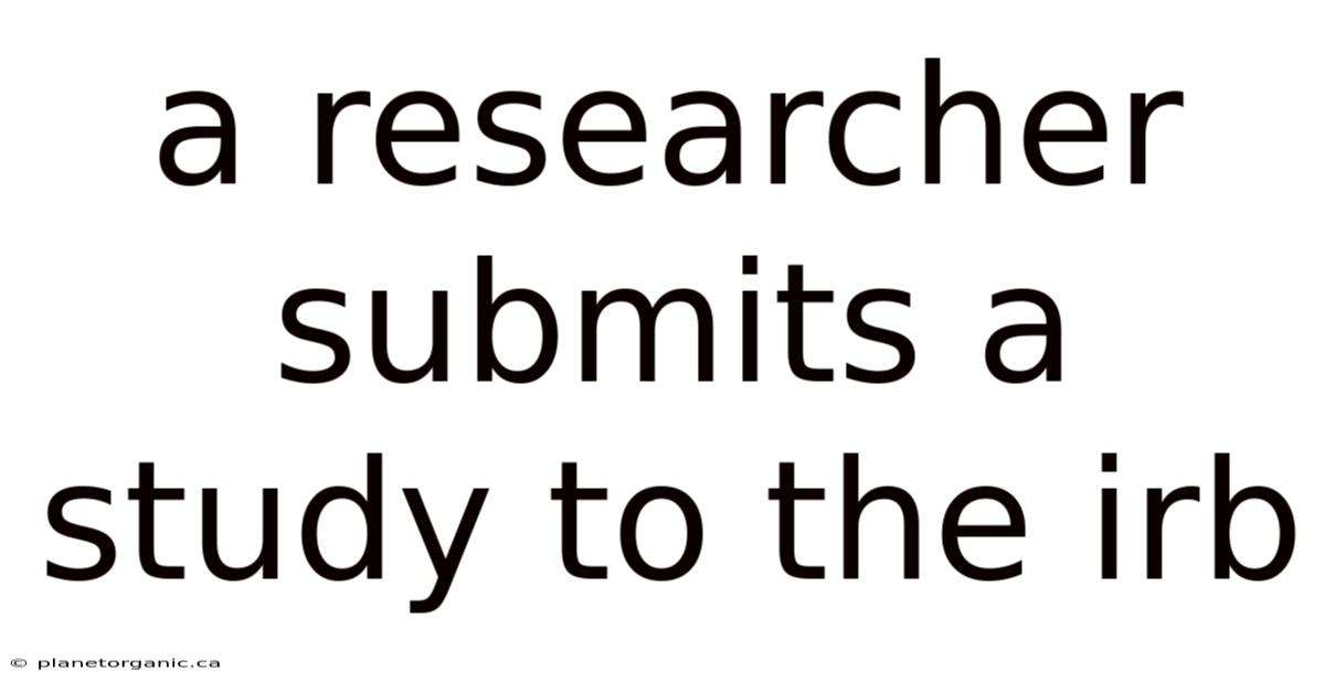 A Researcher Submits A Study To The Irb