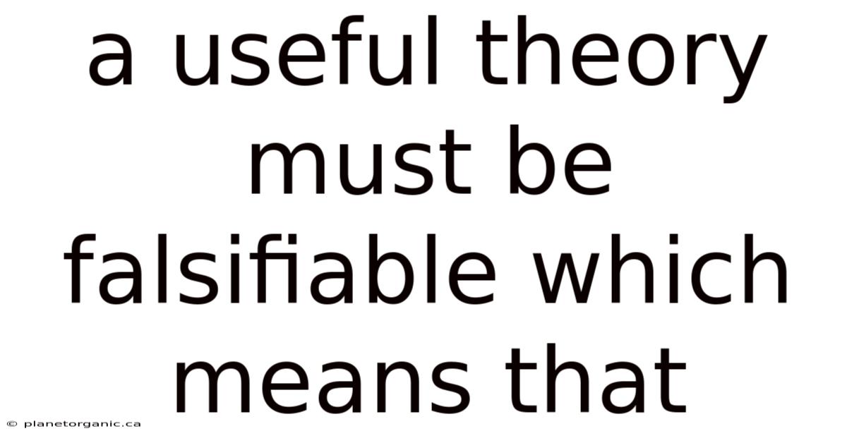 A Useful Theory Must Be Falsifiable Which Means That