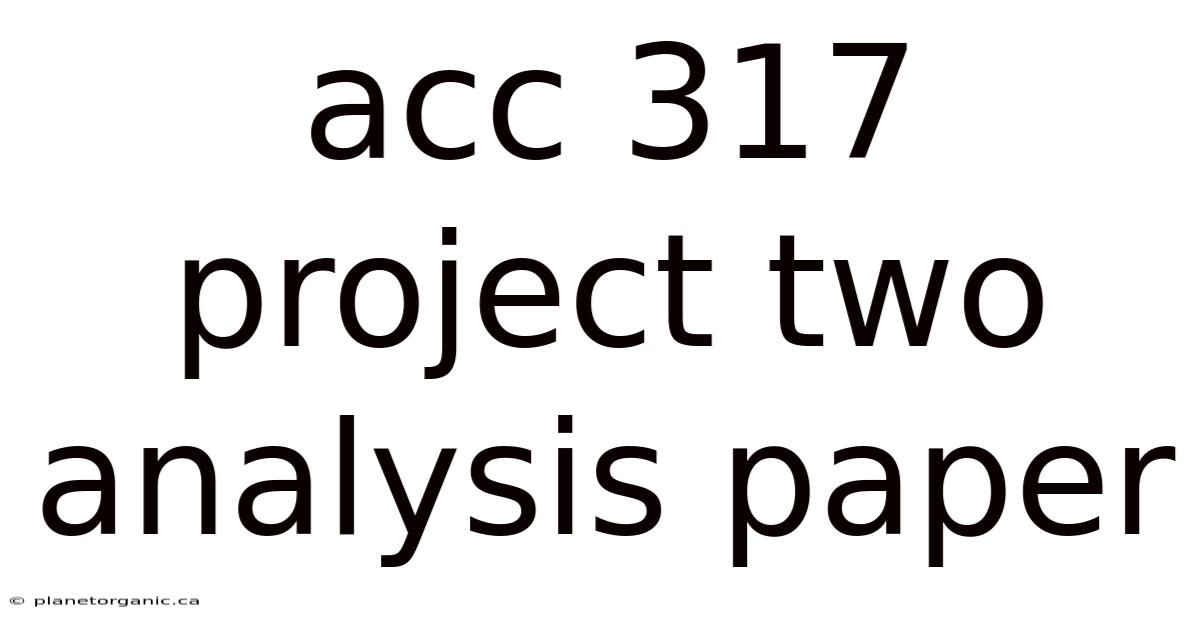 Acc 317 Project Two Analysis Paper
