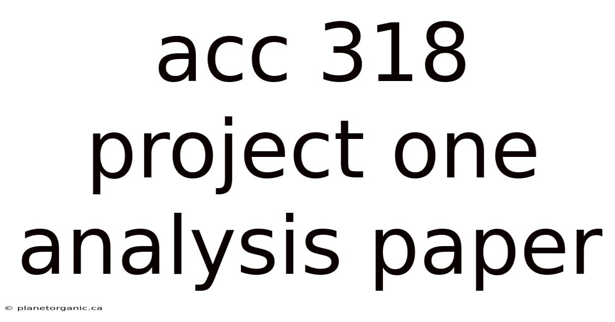 Acc 318 Project One Analysis Paper