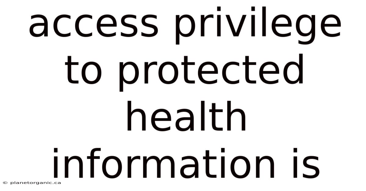 Access Privilege To Protected Health Information Is