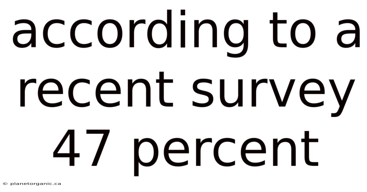According To A Recent Survey 47 Percent