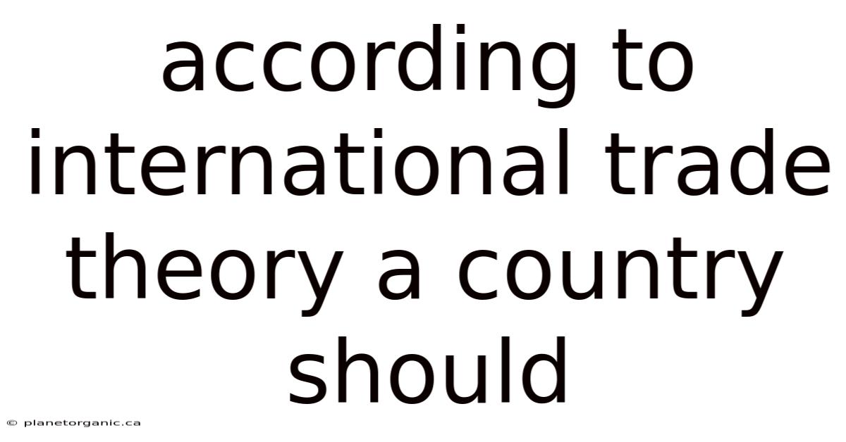 According To International Trade Theory A Country Should