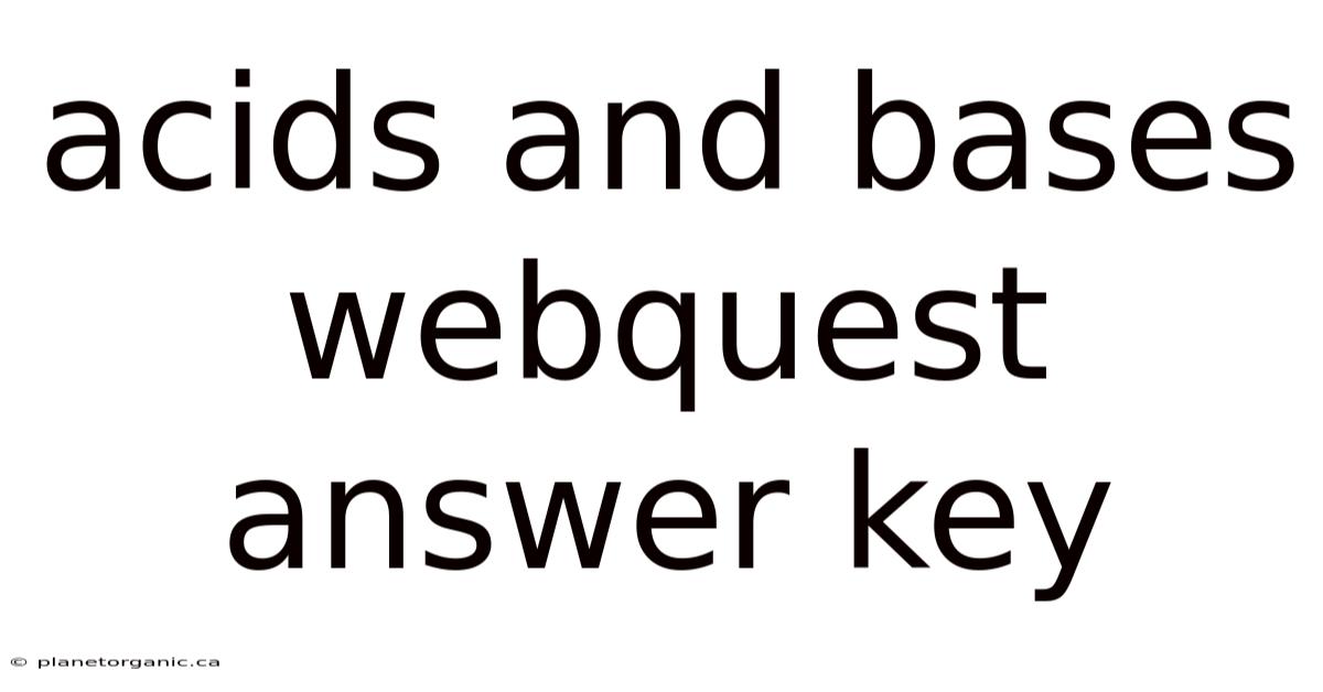 Acids And Bases Webquest Answer Key