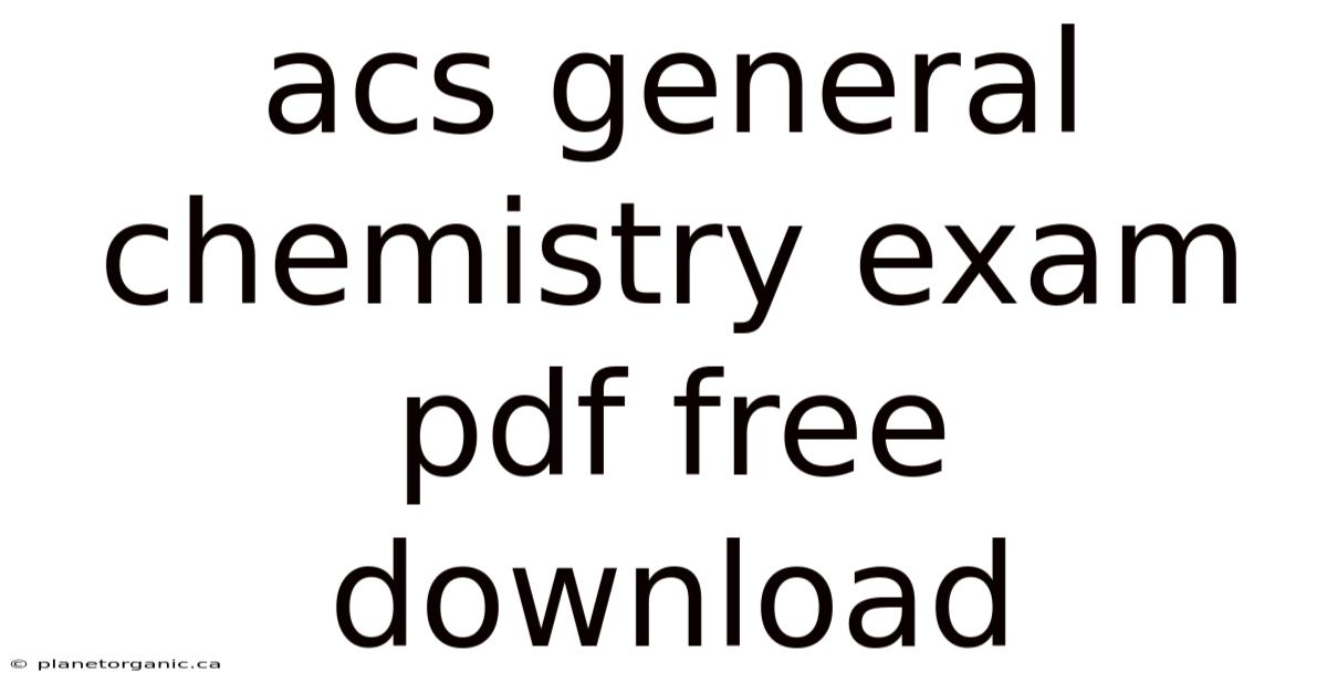 Acs General Chemistry Exam Pdf Free Download