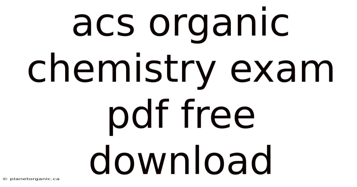 Acs Organic Chemistry Exam Pdf Free Download