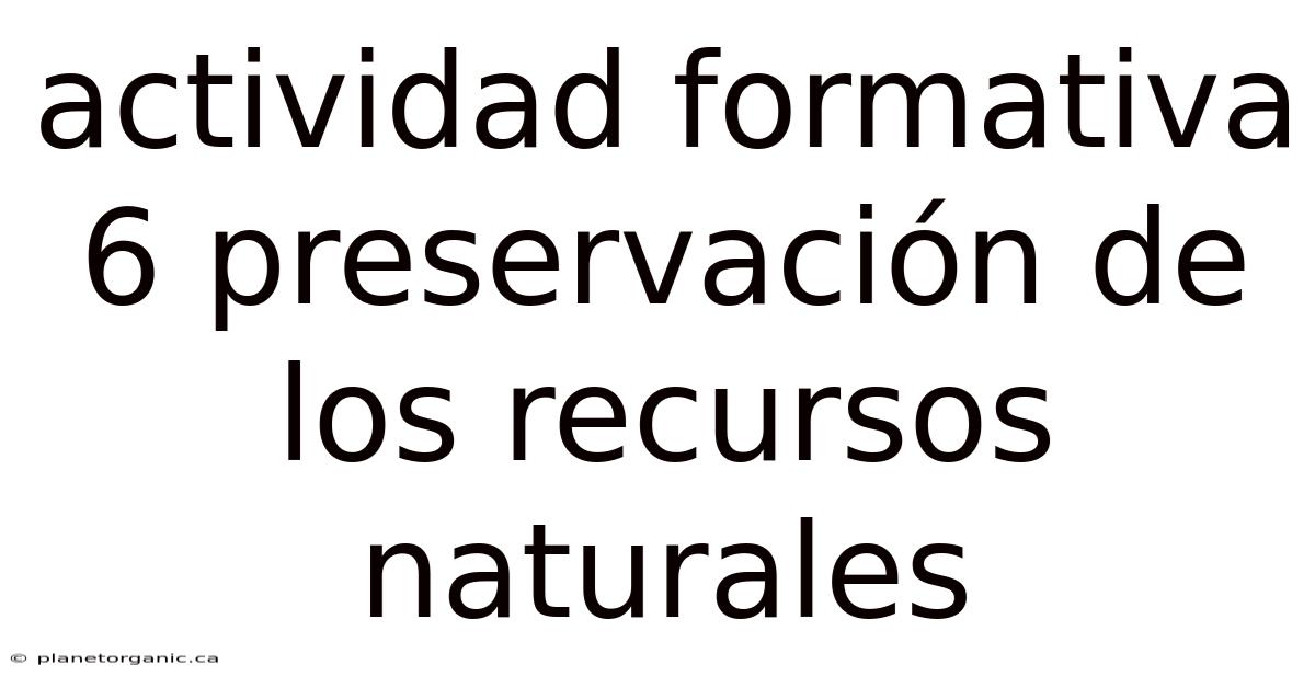 Actividad Formativa 6 Preservación De Los Recursos Naturales