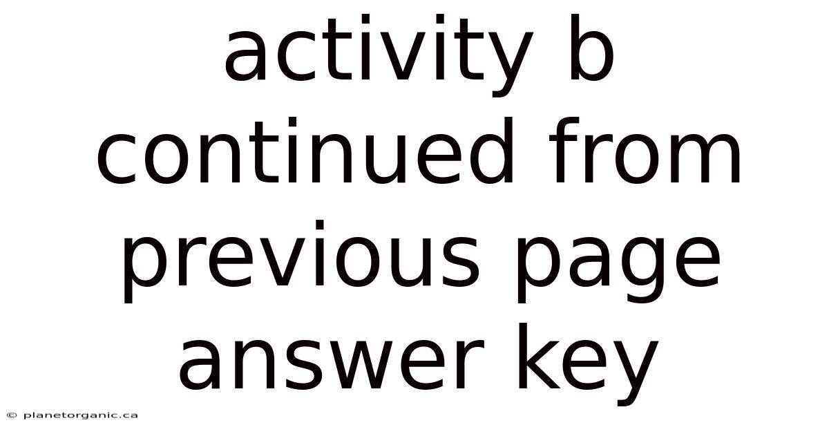 Activity B Continued From Previous Page Answer Key
