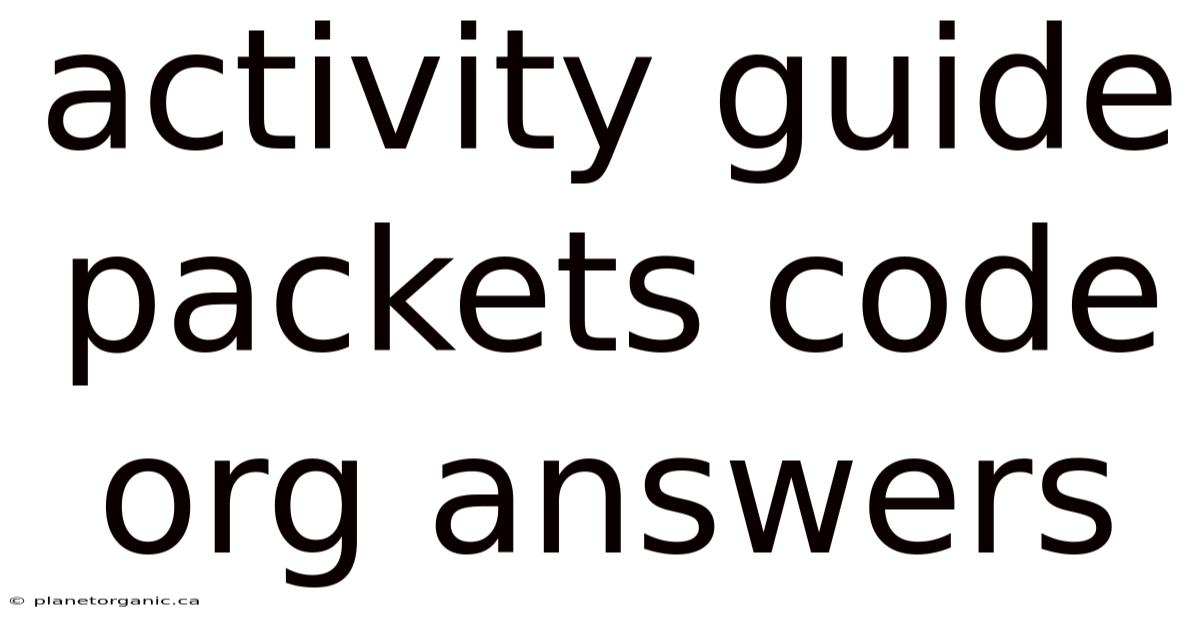 Activity Guide Packets Code Org Answers