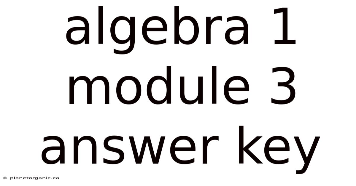 Algebra 1 Module 3 Answer Key