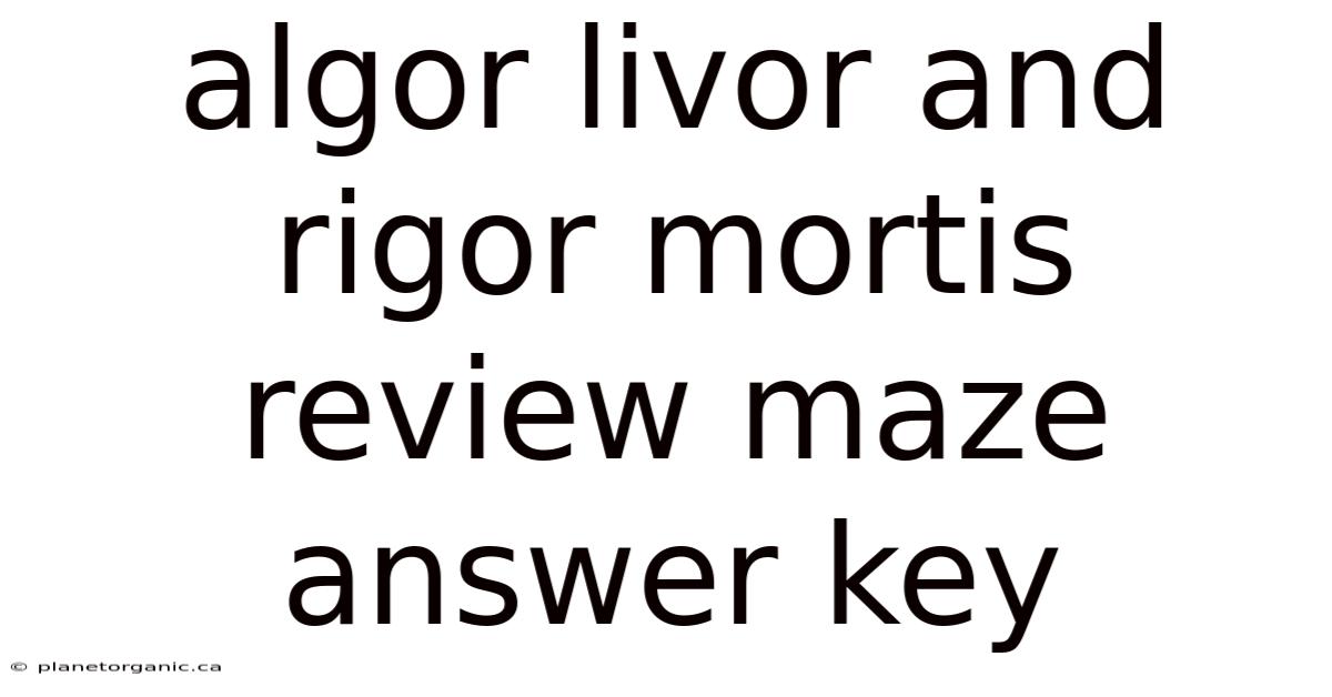 Algor Livor And Rigor Mortis Review Maze Answer Key