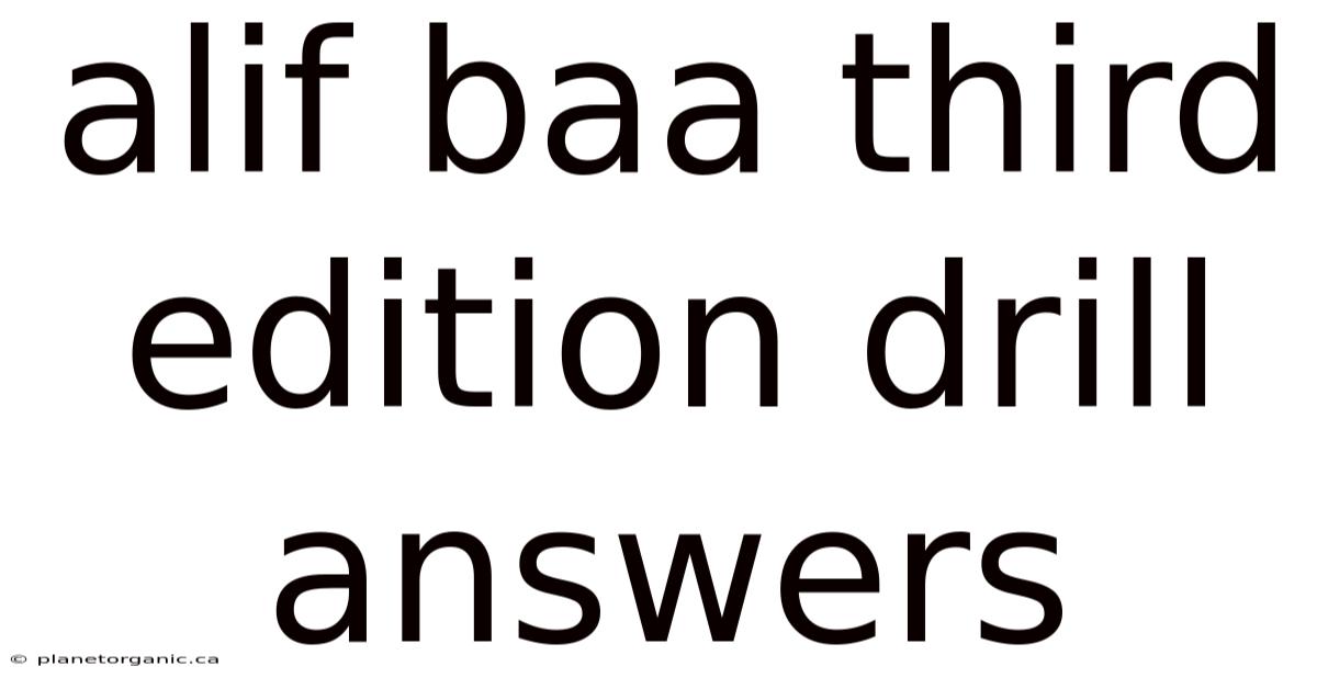 Alif Baa Third Edition Drill Answers