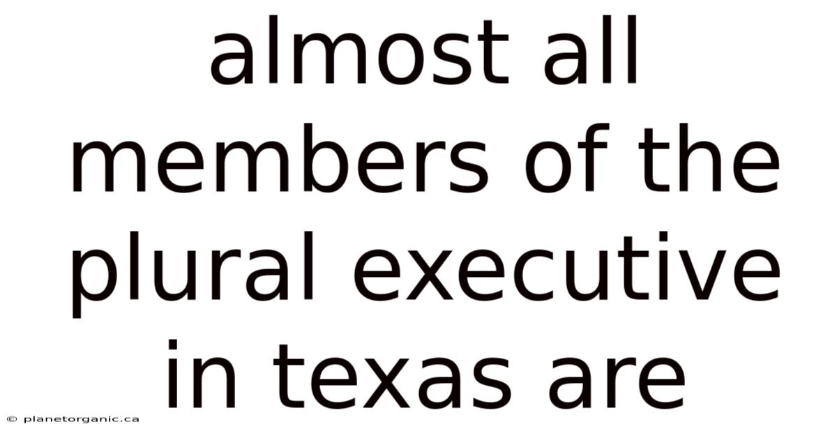 Almost All Members Of The Plural Executive In Texas Are