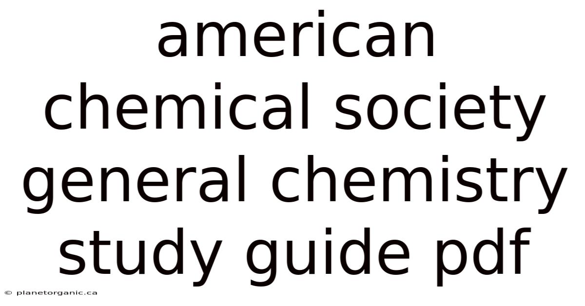 American Chemical Society General Chemistry Study Guide Pdf