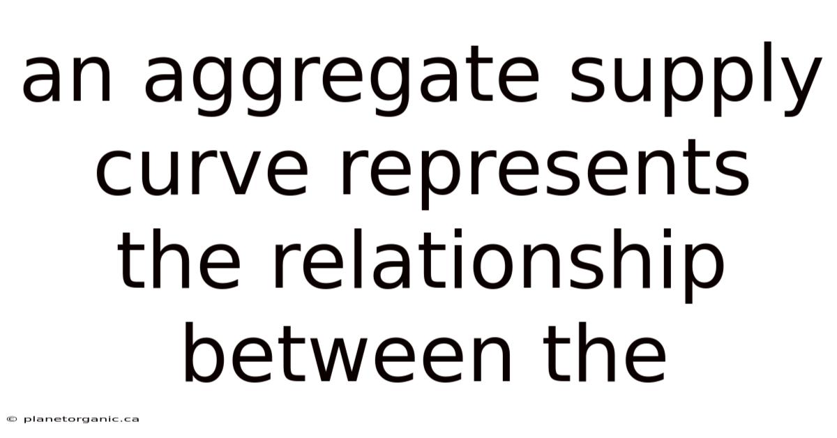 An Aggregate Supply Curve Represents The Relationship Between The