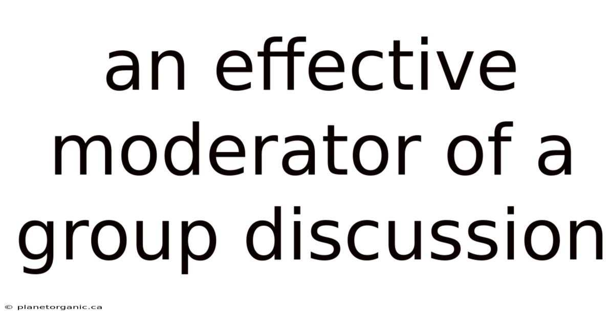 An Effective Moderator Of A Group Discussion
