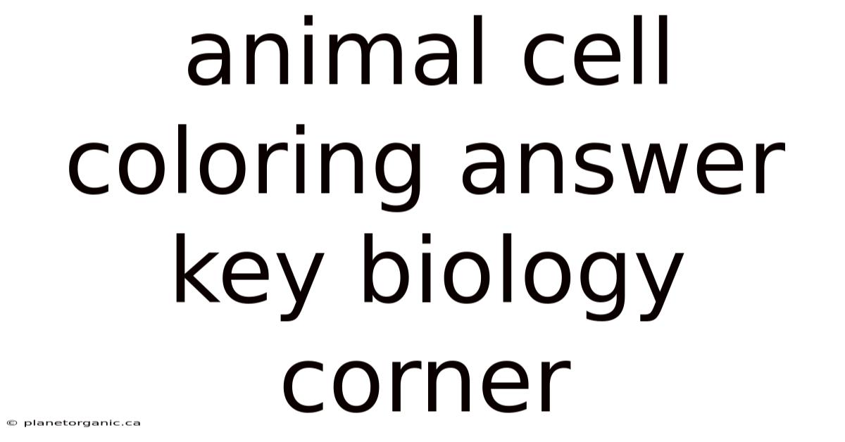 Animal Cell Coloring Answer Key Biology Corner