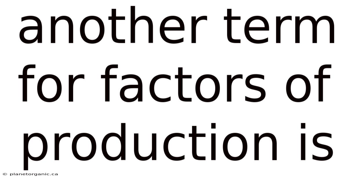 Another Term For Factors Of Production Is