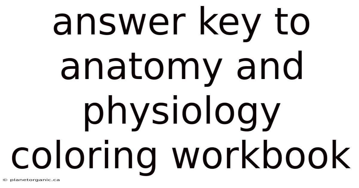 Answer Key To Anatomy And Physiology Coloring Workbook