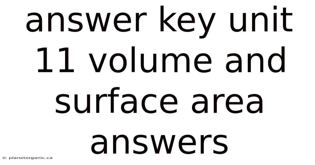 Answer Key Unit 11 Volume And Surface Area Answers
