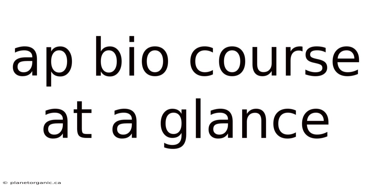 Ap Bio Course At A Glance