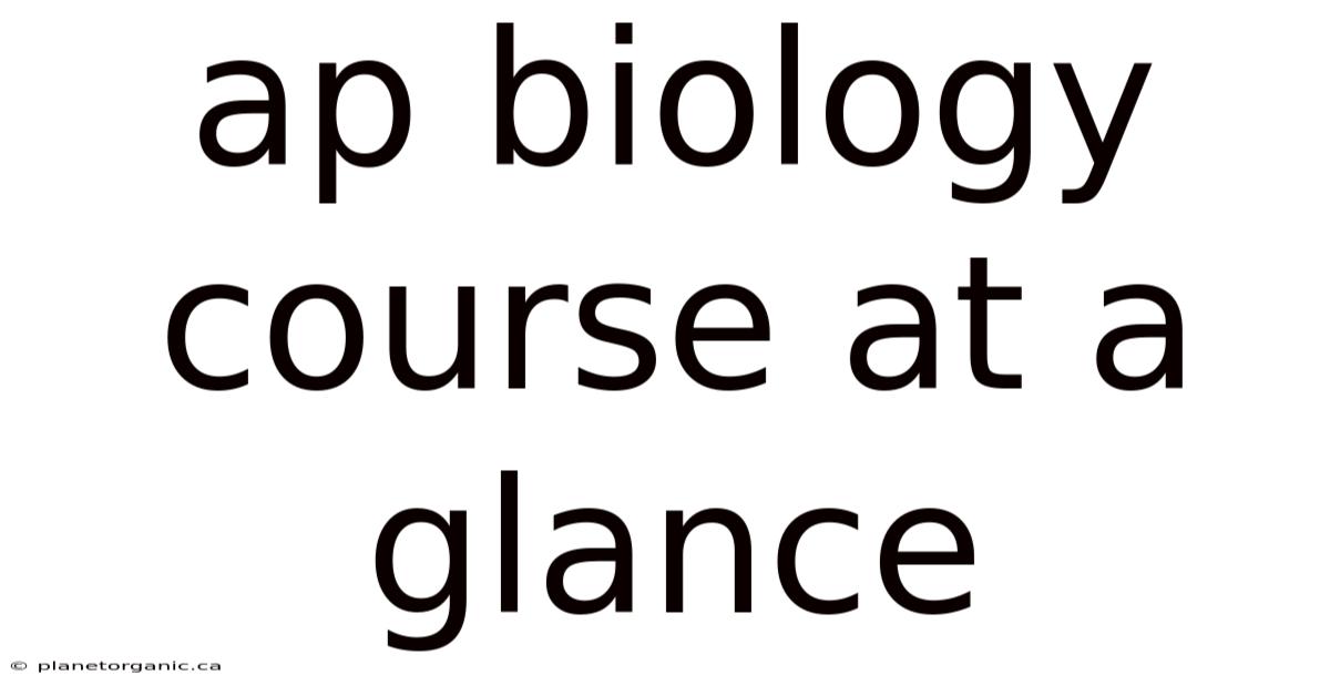 Ap Biology Course At A Glance
