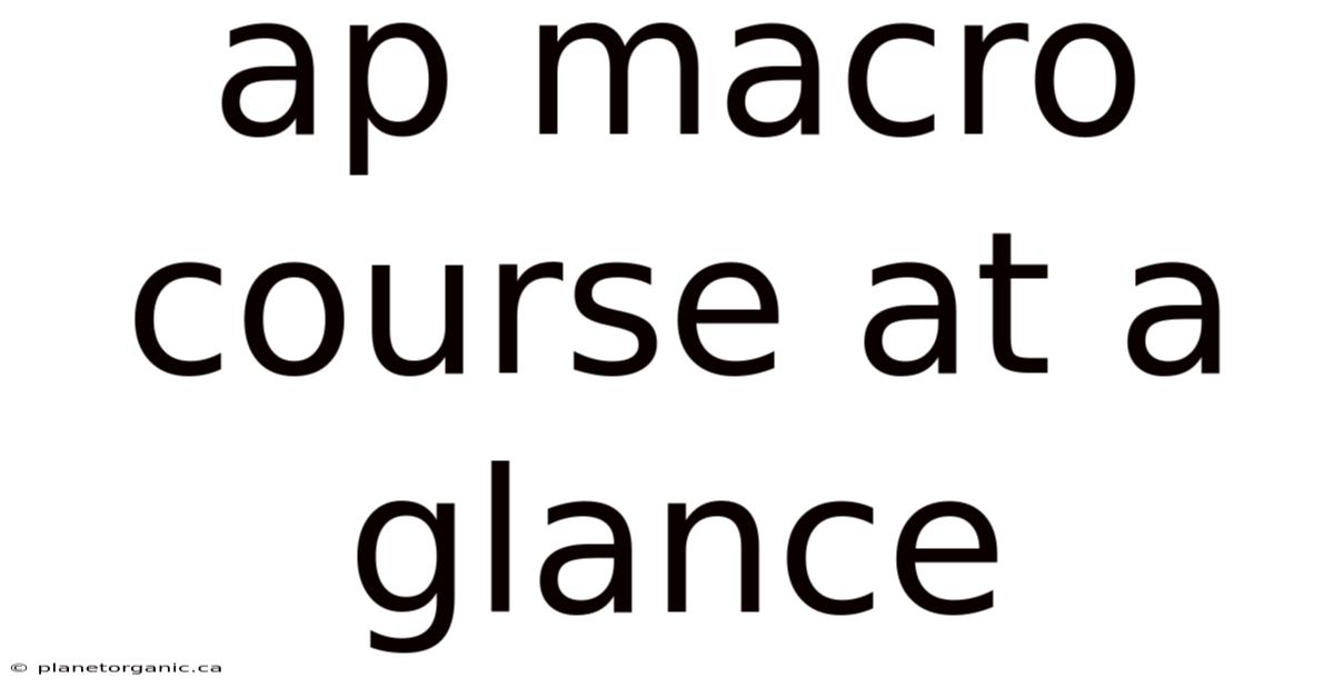 Ap Macro Course At A Glance