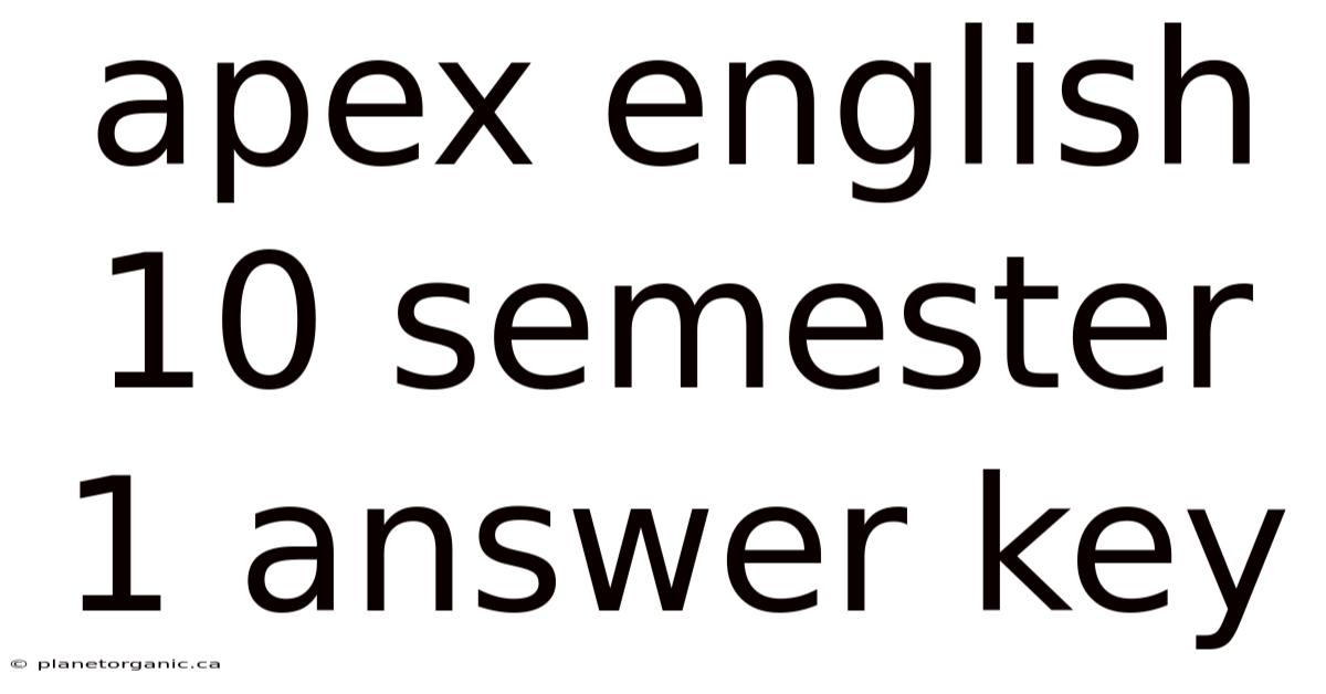 Apex English 10 Semester 1 Answer Key
