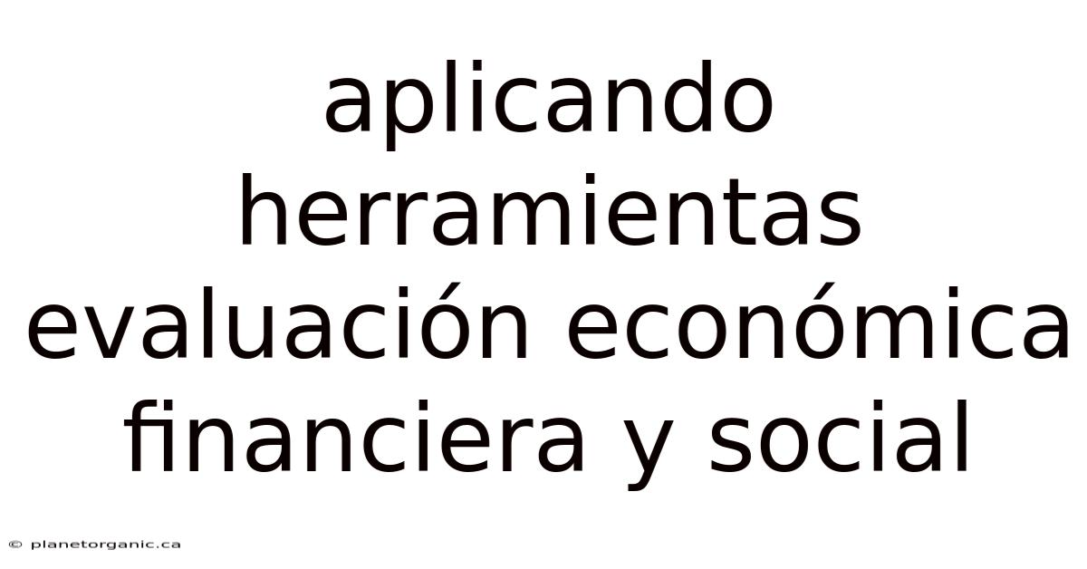 Aplicando Herramientas Evaluación Económica Financiera Y Social