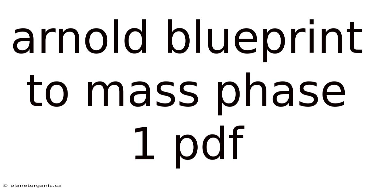 Arnold Blueprint To Mass Phase 1 Pdf