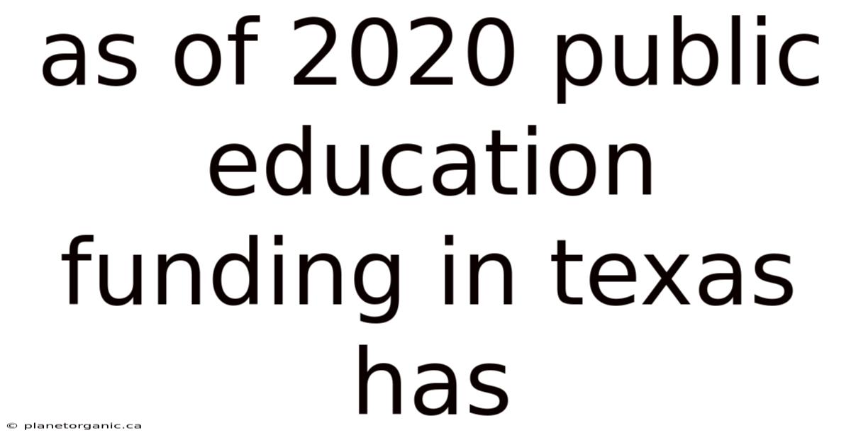 As Of 2020 Public Education Funding In Texas Has