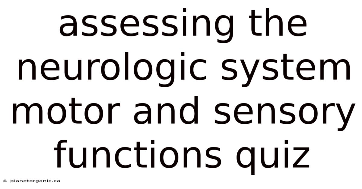 Assessing The Neurologic System Motor And Sensory Functions Quiz