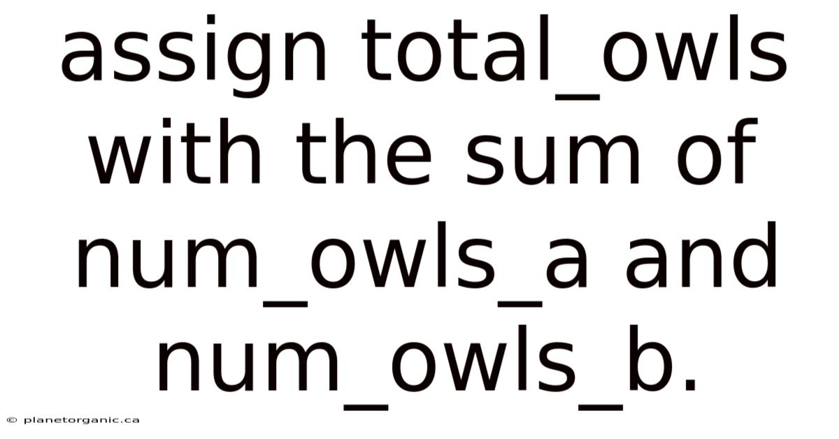 Assign Total_owls With The Sum Of Num_owls_a And Num_owls_b.